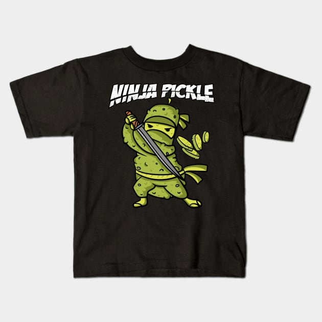 Funny ninja pickle Kids T-Shirt by opippi